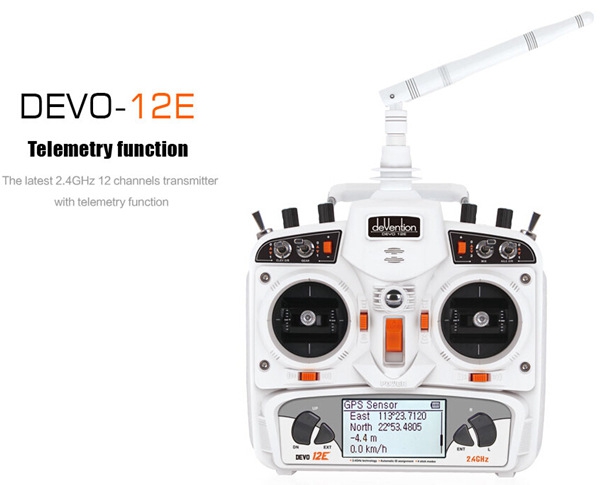 Walkera DEVO 12E 2.4GHz 12 Channels Transmitter White With RX1202