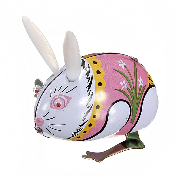 Vintage Retro Hopping Jumping Bunny Rabbit Clockwork Tin Toys