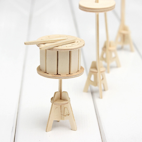 3D Wooden DIY Drum Modelling Kit Model Puzzle Woodcraft Toy Kid