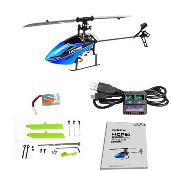 Hisky HCP80 FBL80 2.4G 6CH Flybarless 3 Axis Gyro RC Helicopter BNF