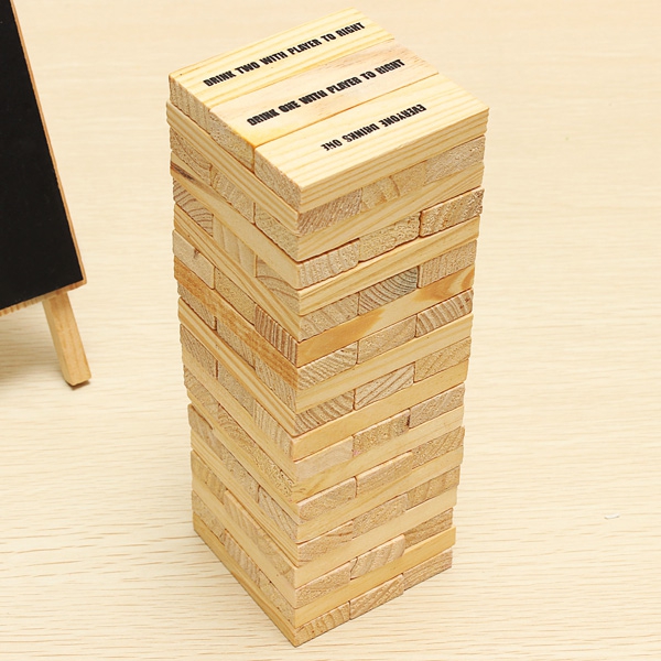 60PCS Wooden Tumbling Stacking Jenga Tower Children Block Toy