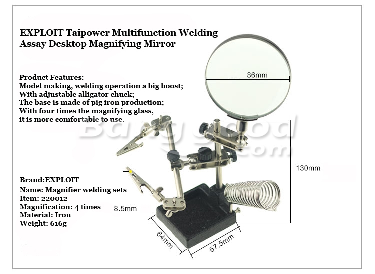 EXPLOIT Taipower Multifunction Welding Assay Desktop Magnifying Mirror