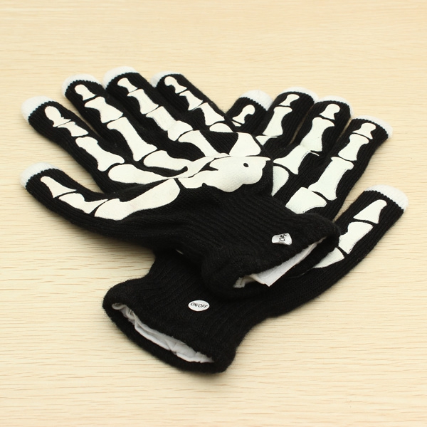 Halloween Party Glow LED Gloves With Gemmy Skeleton 
