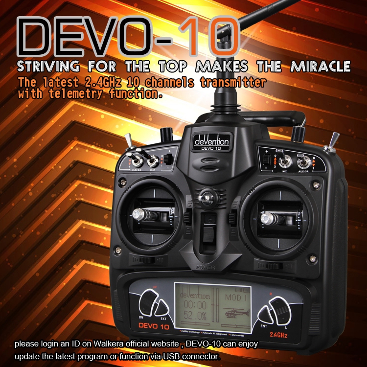 Walkera DEVO 10 WK-DEVO10 2.4 GHz 10CH Transmitter Without Receiver