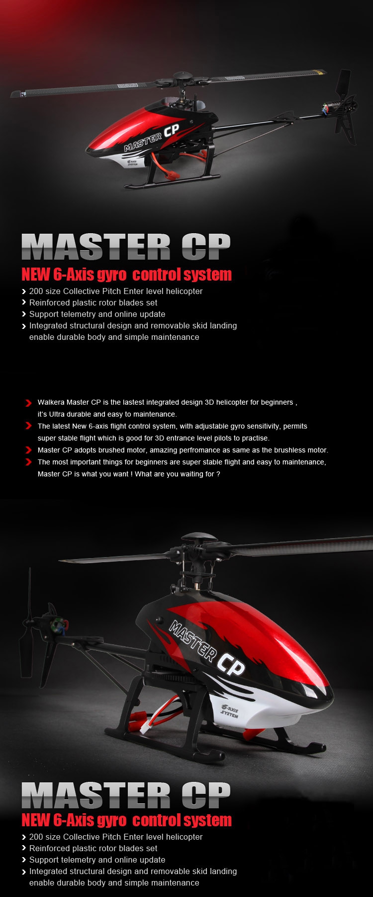 Walkera Master CP 6-Axis Gyro RC Helicopter BNF + DEVO 7 Transmitter
