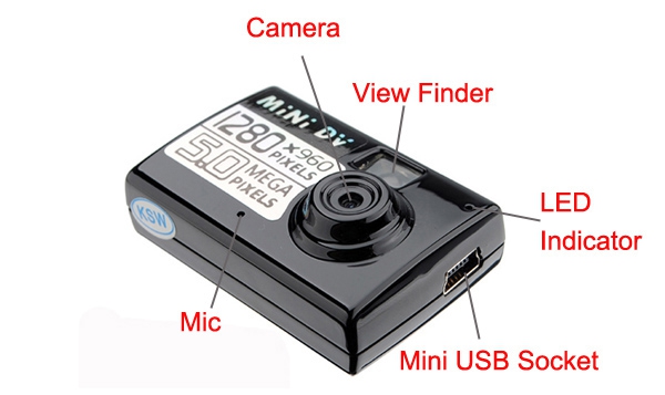5 Million Pixels HD Mini Video Recorder Fly DVR Camera 720x480