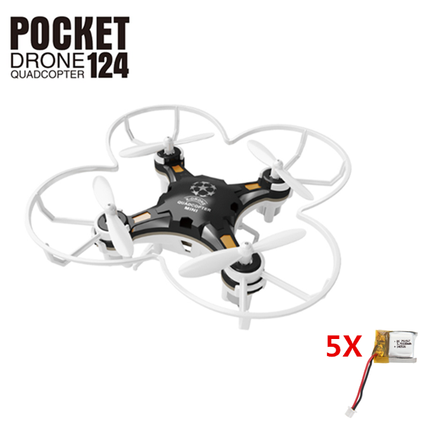 FQ777-124 Pocket Drone 4CH 6Axis Gyro Quadcopter With 5 Spare Battery