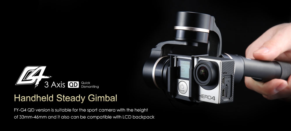 FY-G4 QD 3-Axis Handheld Steady Brushless Gimbal Camera Mount For GoPro Hero 3 / 4