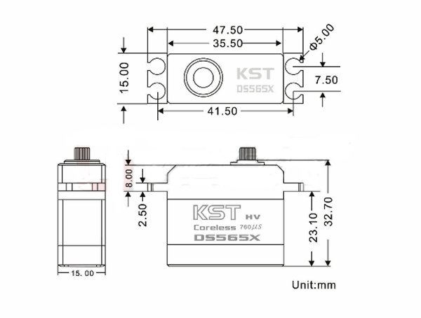 KST DS565X Metal Coreless Digital Servo for 450-500 RC Helicopter