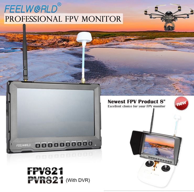 Feelword 821 FPV821 PVR821 FPV Monitor 8'' Screen 5.8G 32CH Receiver 