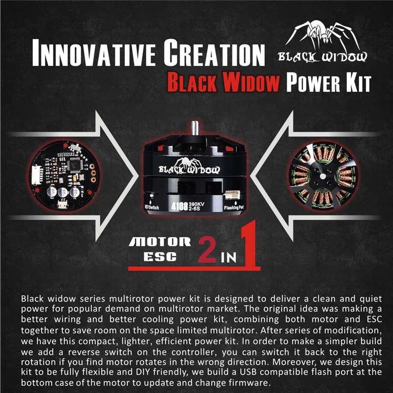 ZTW Black Widow 4112-40A 330KV 380KV 460KV Brushless Motor Power Kit For RC Multirotor
