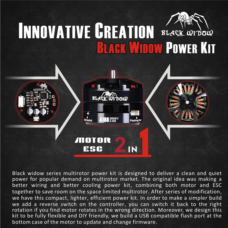 ZTW Black Widow 4110-40A 350KV 400KV 460KV 560KV 690KV Brushless Motor For RC Multirotor