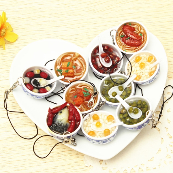 1PC Cute Food Cell Phone Charms Kawaii Gift Bag/Key Chain Strap Random