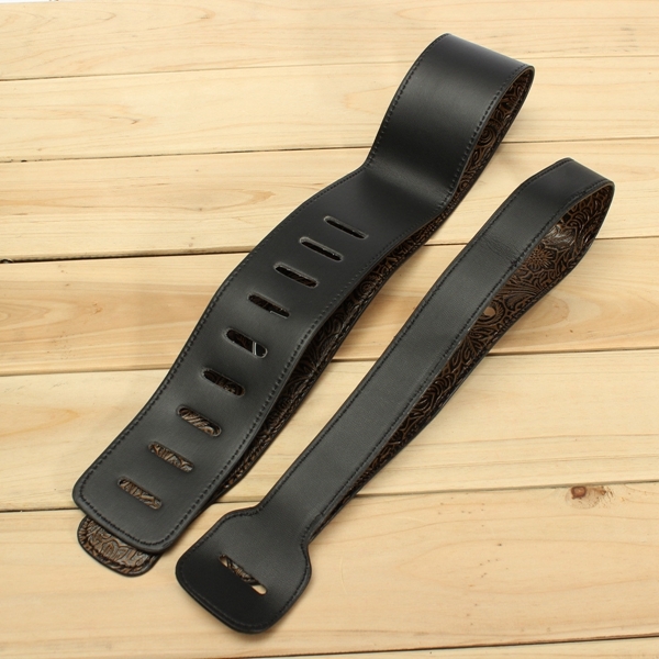 PU Leather Embossed Adjustable Guitar Strap For Acoustic Electric Bass 