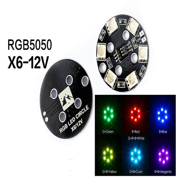 Matek RGB5050 LED X6 12V Rounded Lamp Plate 7 Colors For RC Multirotor