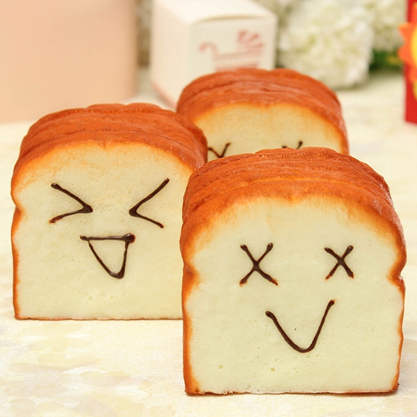 Jumbo Squishy Slice Toast Joy Happy Faces Phone Card Stand Random