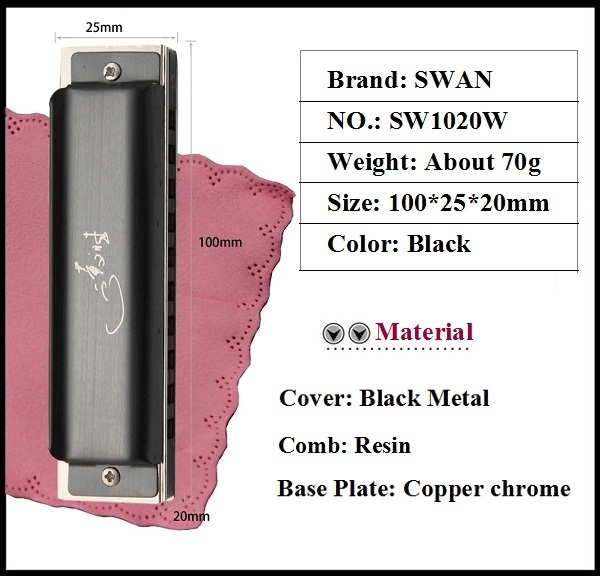 Swan SW1020W 10 Hold 20 Tone Key Of C Blues Harmonica