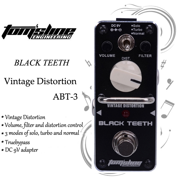 AROMA ABT-3 BLACK TEETH Vintage Distortion Effect Pedal Guitar Effect Pedal