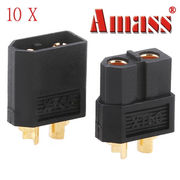 Amass XT60 Bullet Connector Plugs For RC Battery Motor Black 10 Pairs