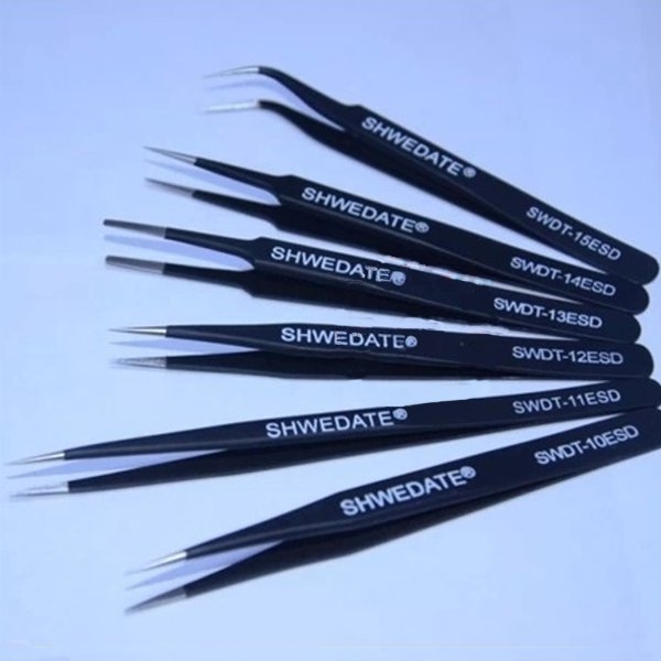 6 Pcs SWDT Precision Tweezers Set Anti-static Tweezers Stainless Tweezers 