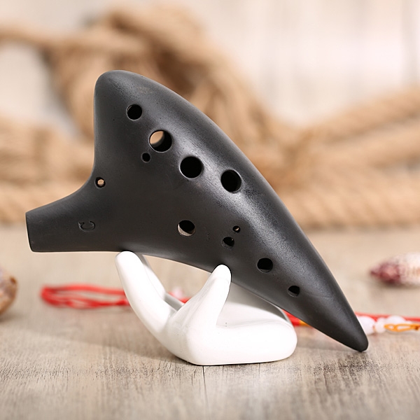 12 Holes Alto C Black Pottery Ocarina