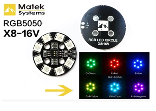 Matek RGB LED  Circle Board 7-colors X8 16V For FPV RC Multicopter